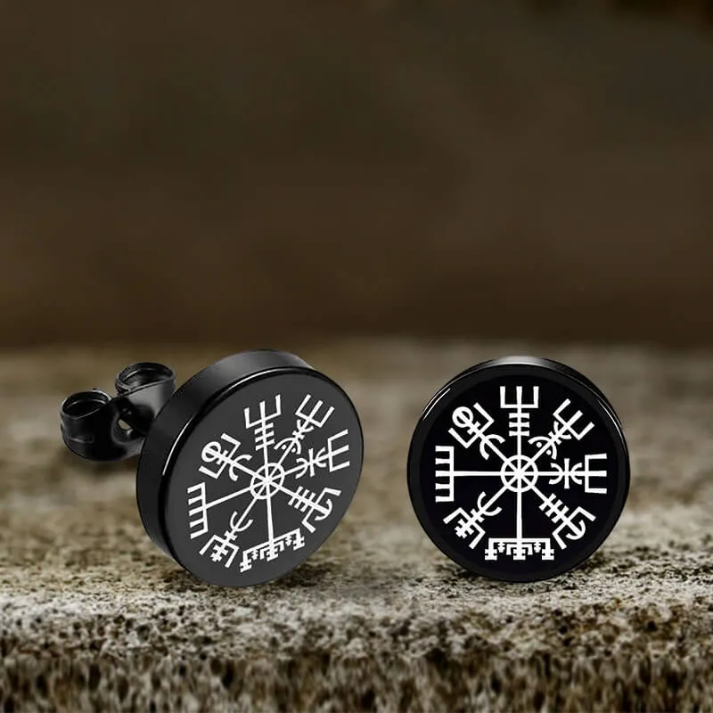 Viking Sigils Stainless Steel Stud Earrings