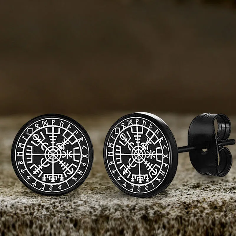 Viking Sigils Stainless Steel Stud Earrings