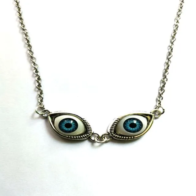 Vintage Bronze Turkish Devil Evil Eyes Necklace Pendant Punk BFF Statement Steampunk Choker For Women Witch Gothic Jewelry Gift