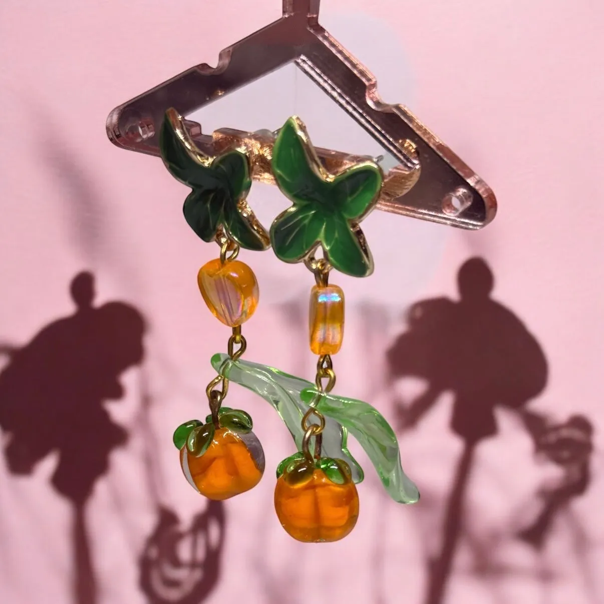 Whimsical - 3D glass persimmon earrings | fruit lover earrings | food earrings | cute kawaii earrings |