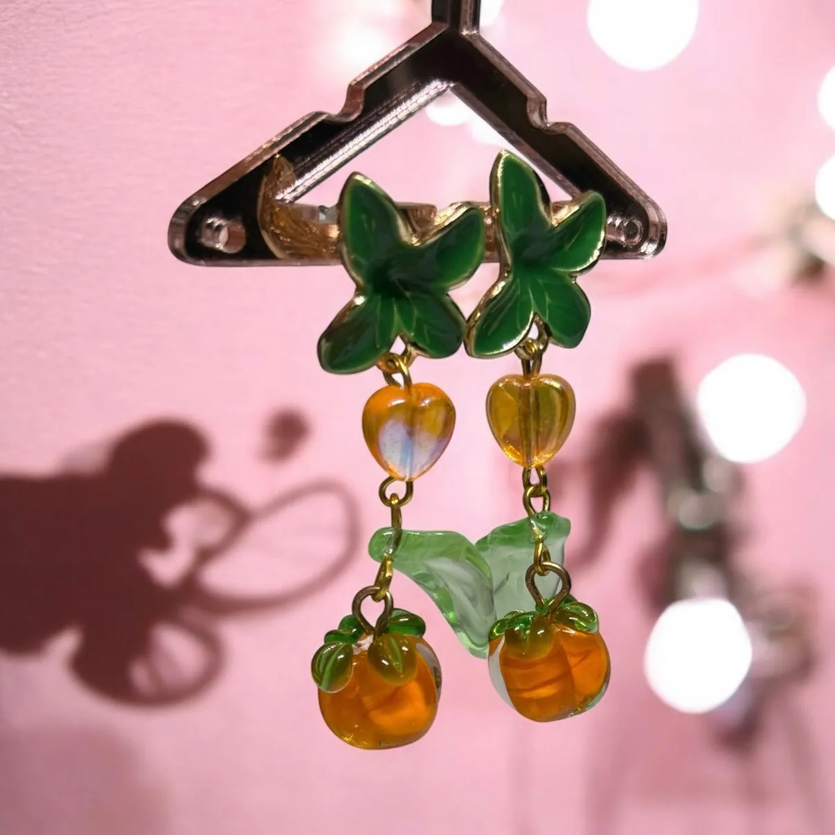 Whimsical - 3D glass persimmon earrings | fruit lover earrings | food earrings | cute kawaii earrings |