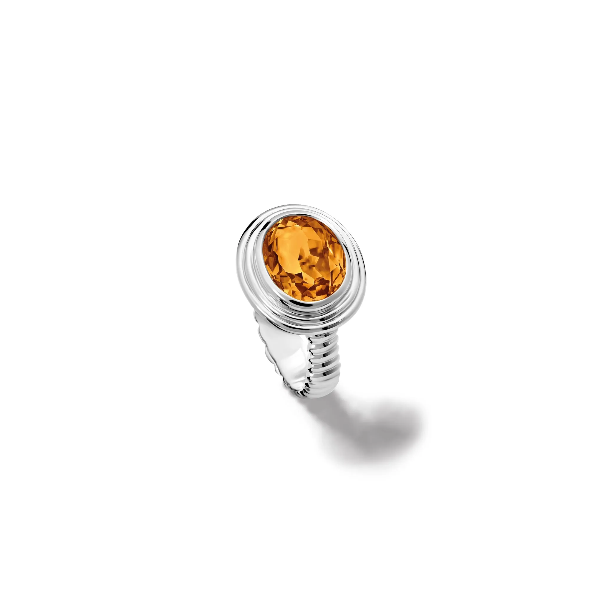 Whirlpool II Ring Silver - Citrine