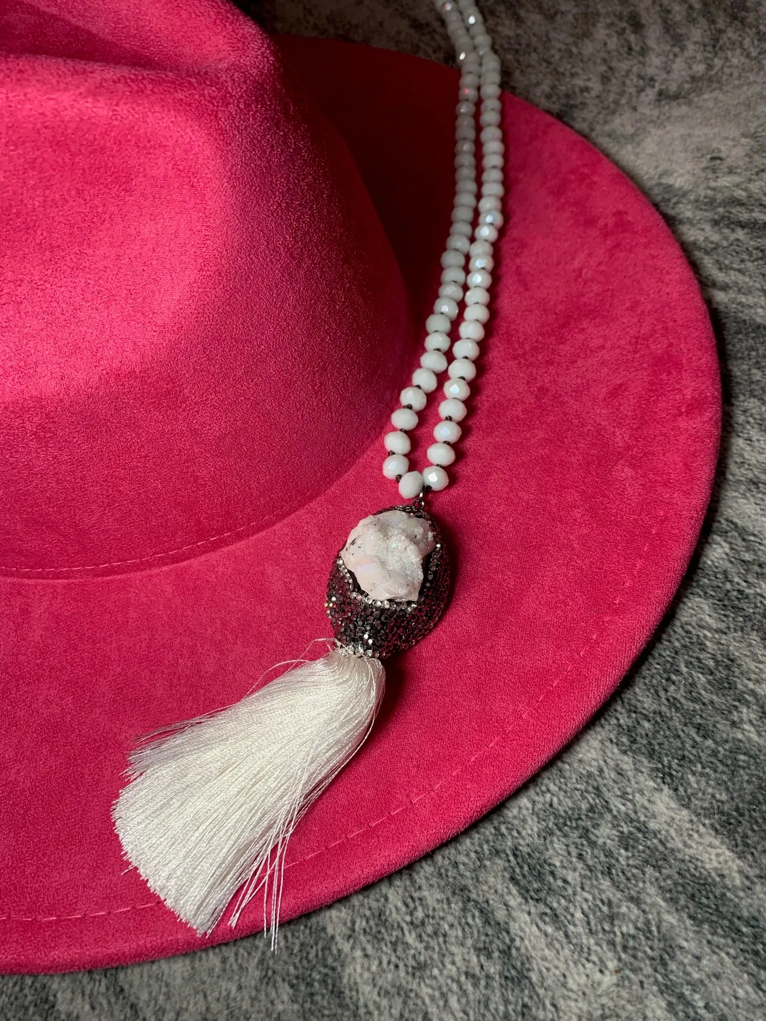 White Beaded Statment Necklaces