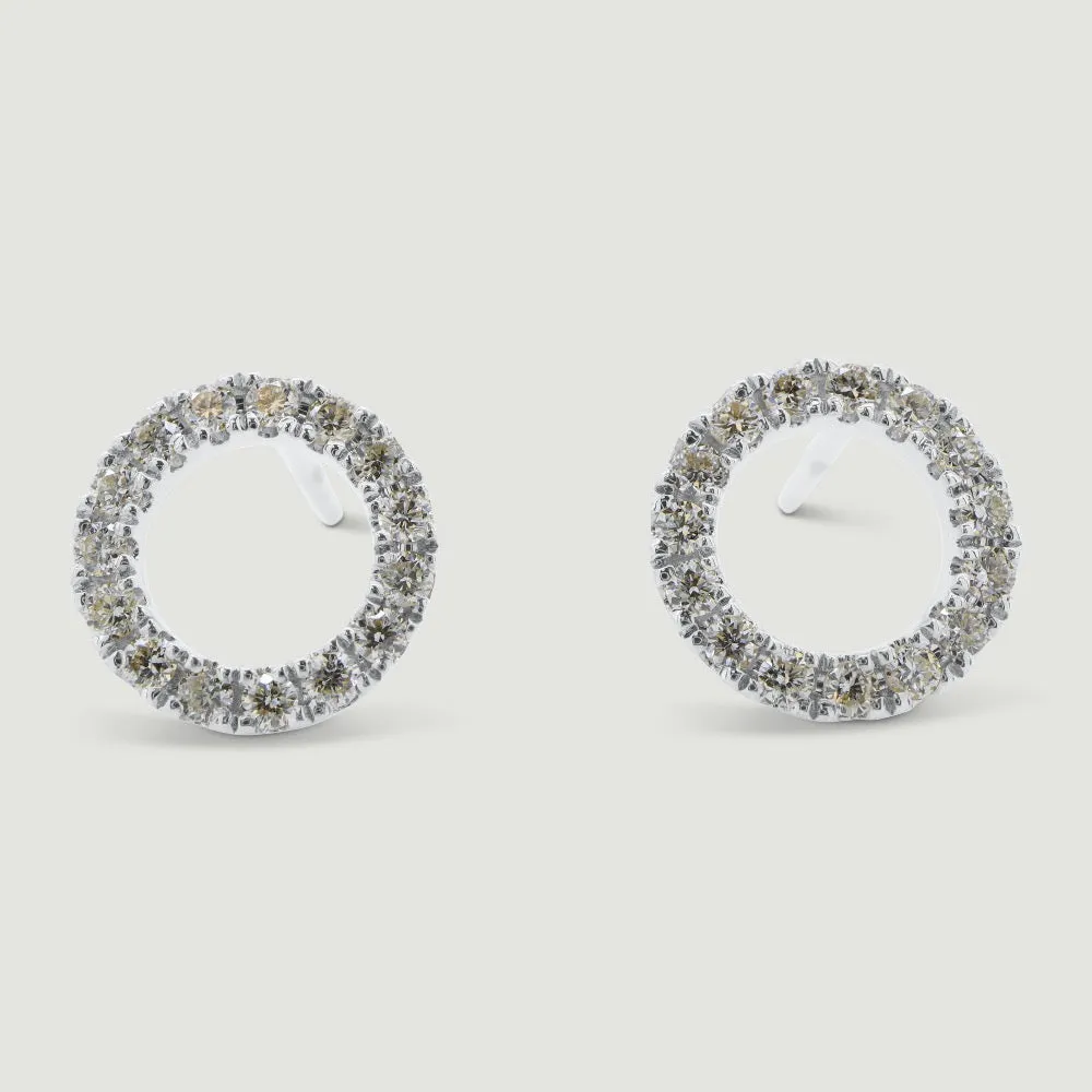 White Gold Circle of Life Stud Earrings