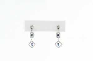 White Gold Sapphire and Diamond Drop Earrings