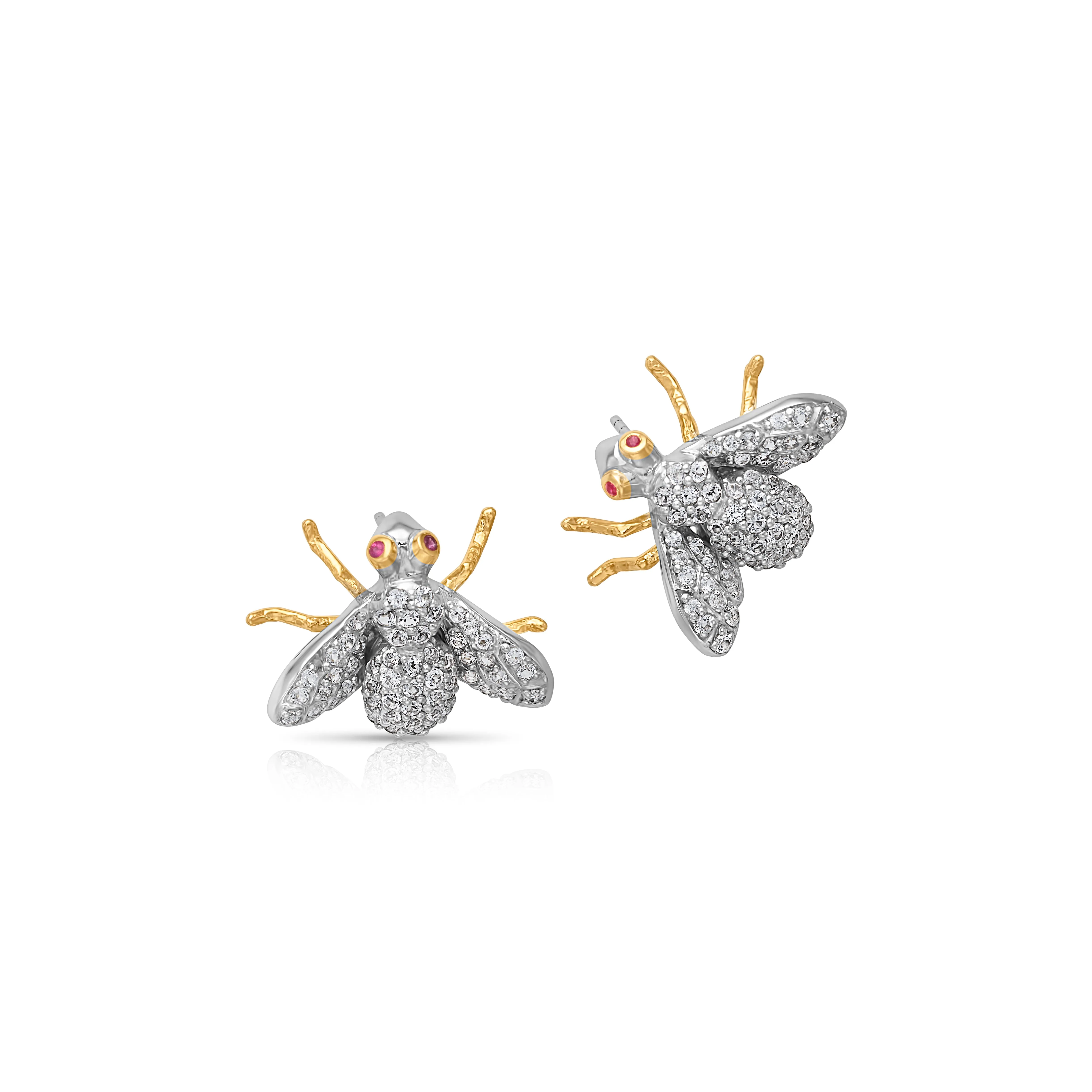 White Zirconia Bee with Ruby Eye