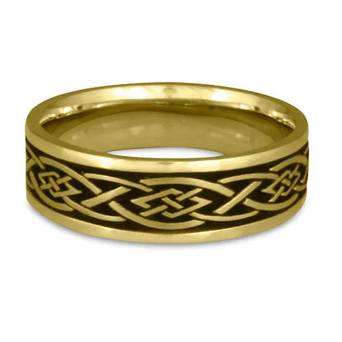 Wide Celtic Diamond Wedding Ring in 18K Yellow Gold