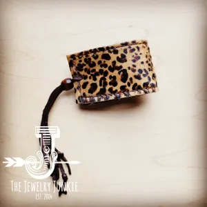 **Wide Leather Cuff w/ Adjustable Tie- Mini Leopard 013yy