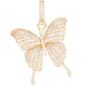 Women Butterfly Pendant Necklace Iced Out Link Chain Choker Necklace Bling Hip Hop Pendant Jewelry New Year Party Gifts