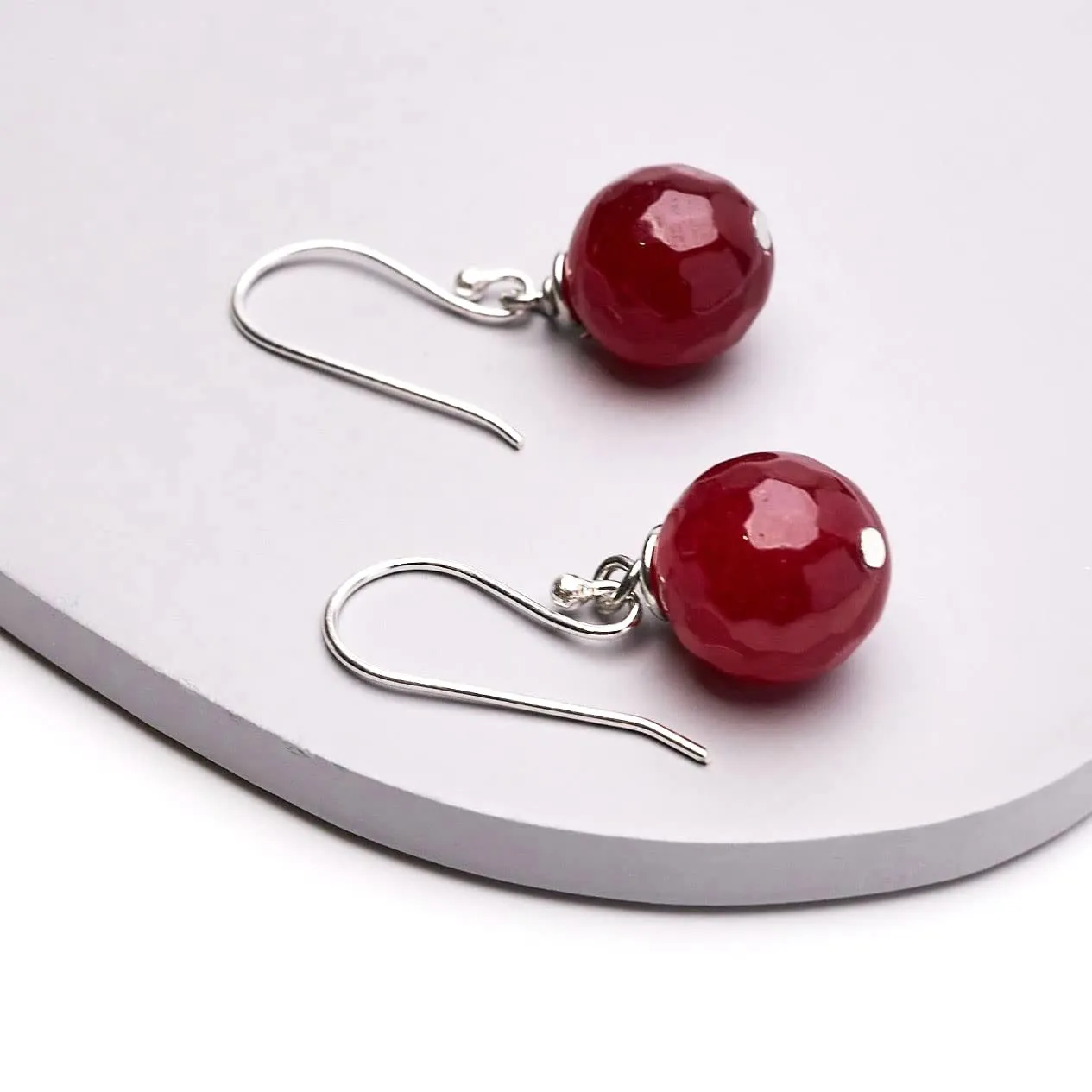 Women's Handmade Natural Deep Rose Agate Dangle Drop Earrings