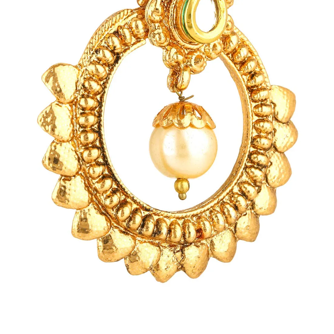 Yellow Chimes Stylish Fancy Traditional Kundan Jadau Chandbali Earrings for Women and Girls