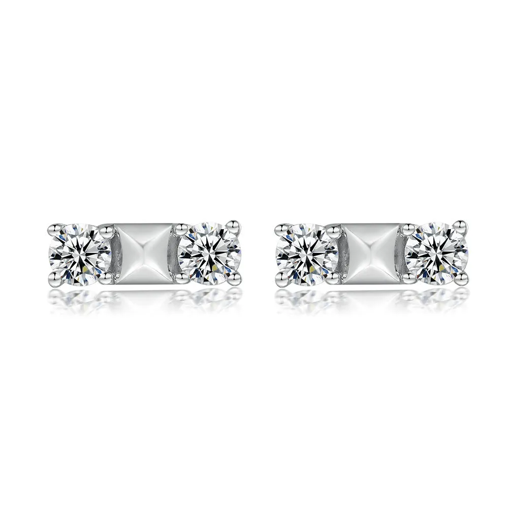 Zircon Strip Silver Studs Earrings for Women