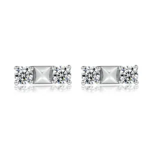 Zircon Strip Silver Studs Earrings for Women