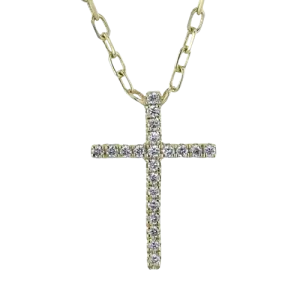 ZP1279 Cross Pendant in 14k Gold with Diamonds